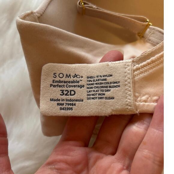 Soma Embraceable NWT nude beige underwire perfect coverage bra 32D - Picture 5 of 6